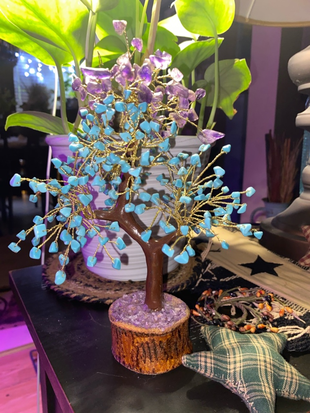 Gem Tree with Turquoise & Amethyst Beads